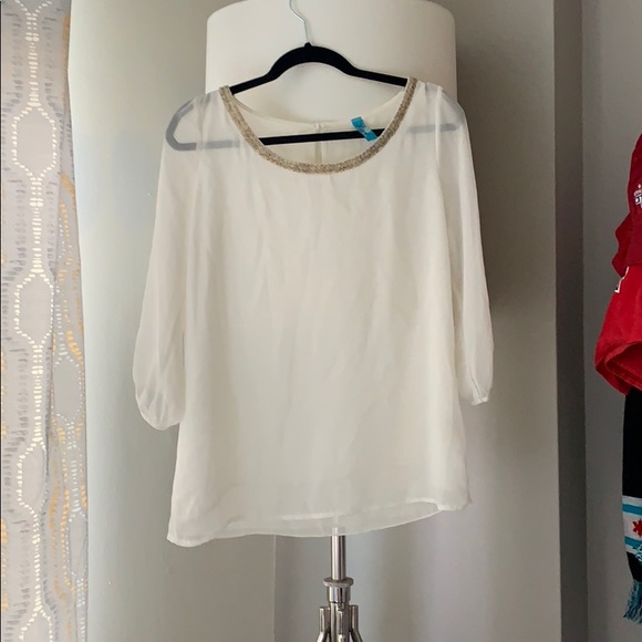 Buttons Embroidered Sheer Blouse - Picture 1 of 1